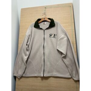 Vintage San‎ Francisco XL Fleece Zip Up Jacket Green Collar Made in USA